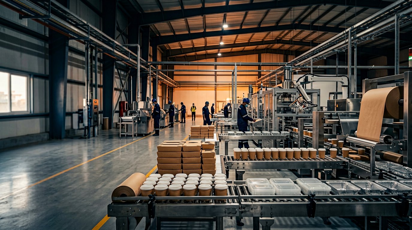 Modern food packaging manufacturing floor